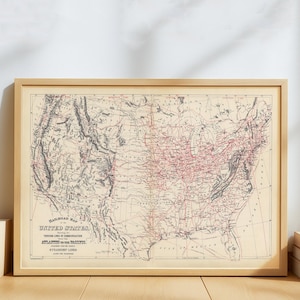 Eisenbahnkarte der Vereinigten Staaten – 1890 vonSamuel Mitchell