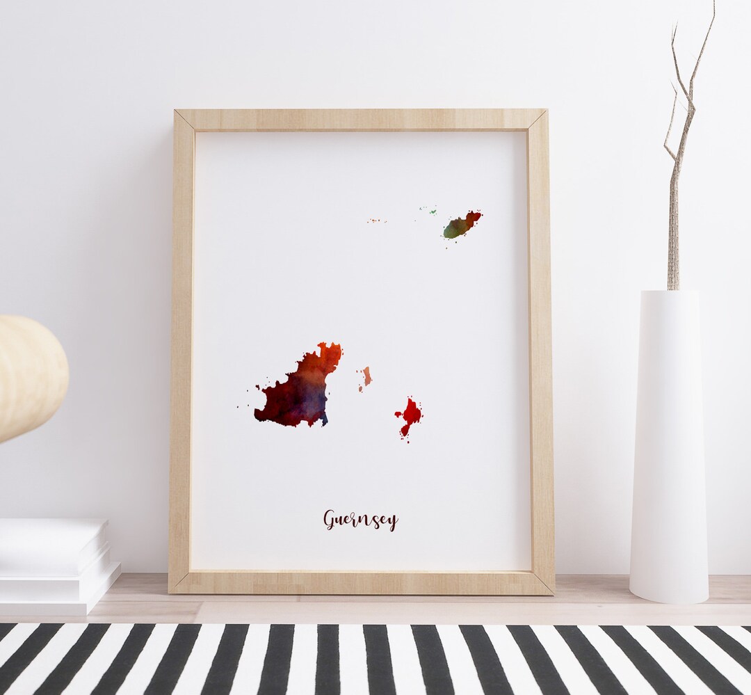 Guernsey Map Print Poster Art Guernsey Poster Guernsey Wall Art