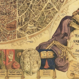 Illustrated vintage map of Ankh-Morpork from Terry Pratchett’s Discworld