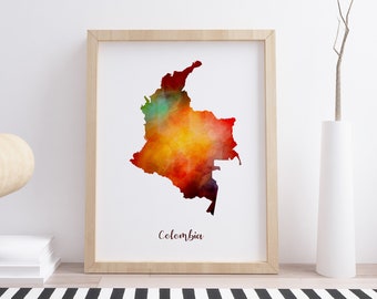 Colombia Wall art map print poster | Colombia Christmas gift