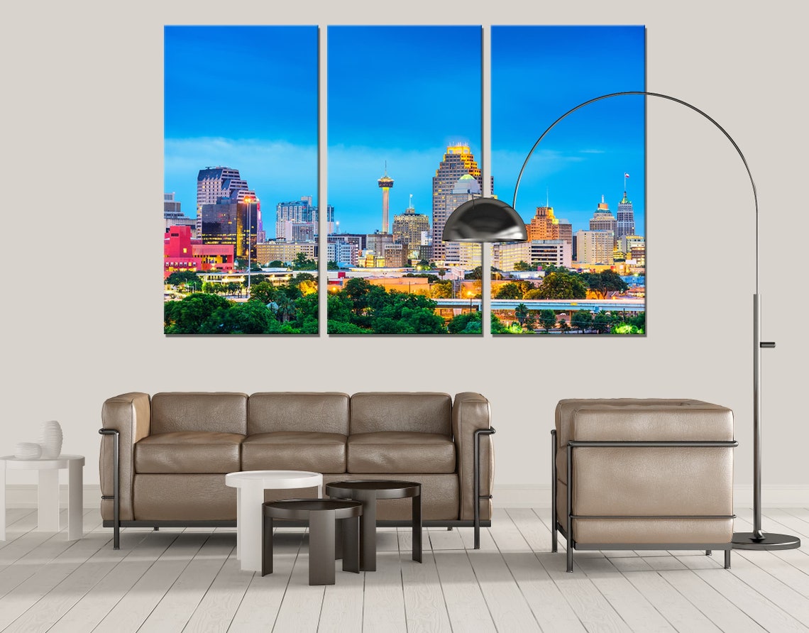San Antonio Canvas Wall Art christmas Decor Print Skyline Etsy