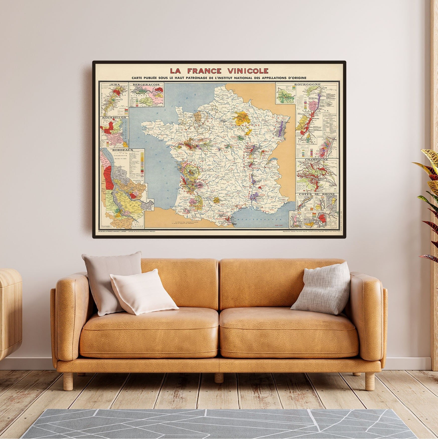 Vintage French Wine Regions Map Poster La France Vinicole Map Vintage French Wine Regions Map Poster La France Vinicole Map