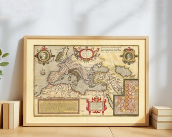 Vintage Römische Reichs Karte Poster - Seltene Römische Reichs Karte von Abraham Ortelius