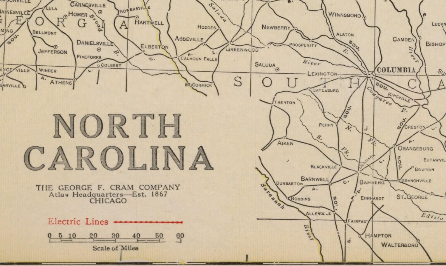 Vintage North Carolina Map Poster – Antique State Map Wall Art ...