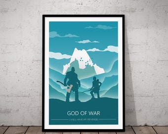 God Of War Print Kratos Poster Wall Art Decor Christmas Gift