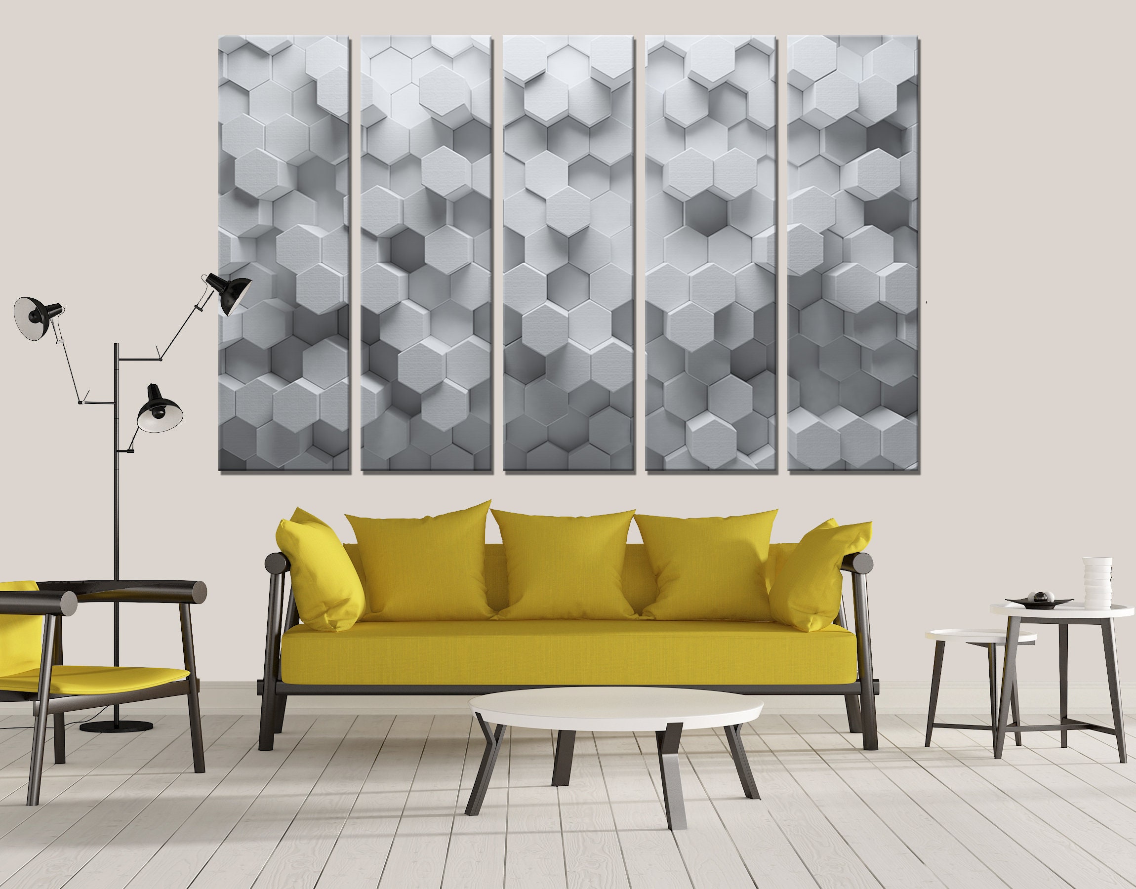 Abstract Hexagon Canvas Wall Art Decor Print Ready to Hang Etsy