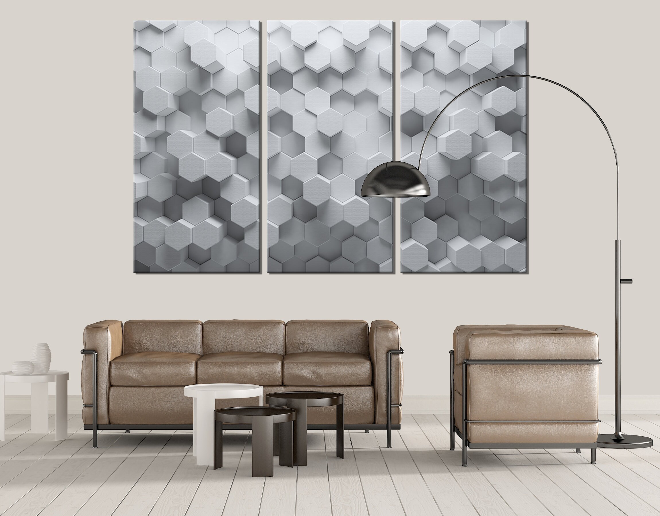 Abstract Hexagon Canvas Wall Art Decor Print Ready to Hang Etsy
