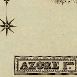 Map of the Azores Poster 1823 –  Vintage Portuguese Islands Map – Antique Atlantic Archipelago Wall Art – Historic Cartography Print