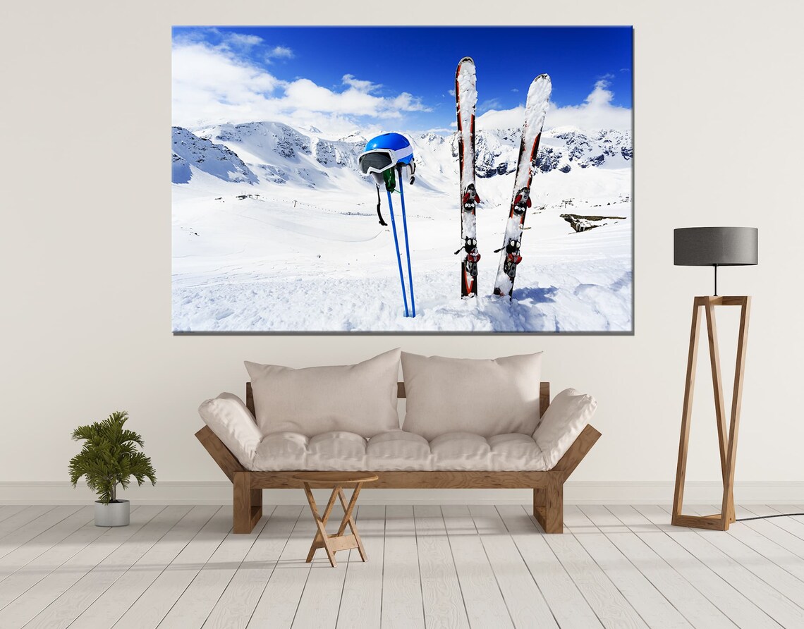 Skiing Ski Canvas Wall Art Decor Print Ready to Hang Gift Etsy