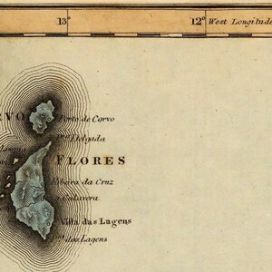 Map of the Azores Poster 1823 –  Vintage Portuguese Islands Map – Antique Atlantic Archipelago Wall Art – Historic Cartography Print