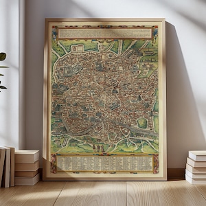 Póster del mapa de la antigua Roma – Plano histórico de la ciudad – Arte mural romano antiguo – Impresión de viaje a la Italia clásica