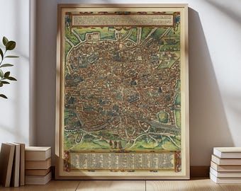 Ancient Rome Map Poster – Vintage Historical City Plan – Antique Roman Wall Art – Classical Italy Travel Print