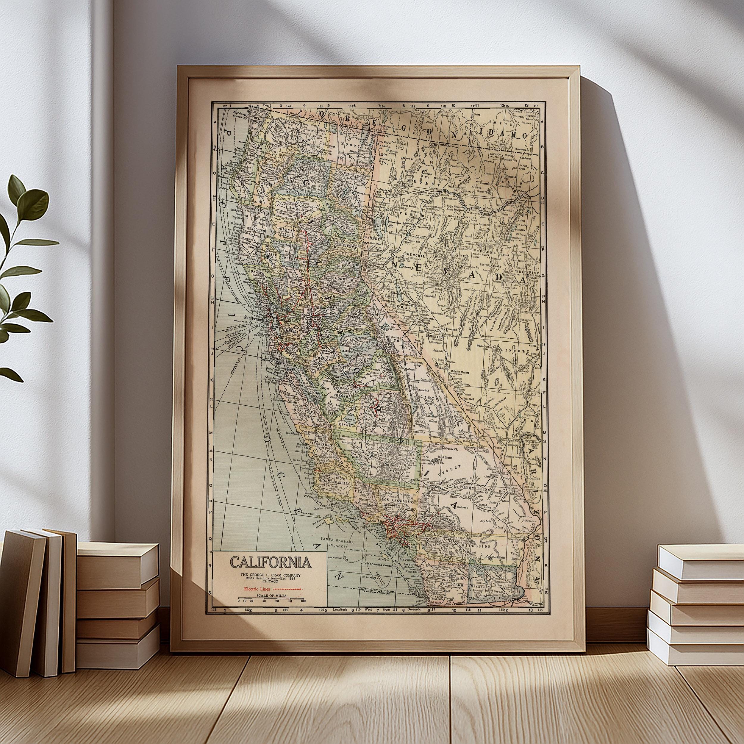 カリフォルニアの地図 - Etsy 日本