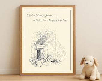 Vintage Winnie Puuh Zitat Poster – Klassisches A.A. Milne Illustration – Winnie at His House Print – Literarisches Kinderzimmer Poster