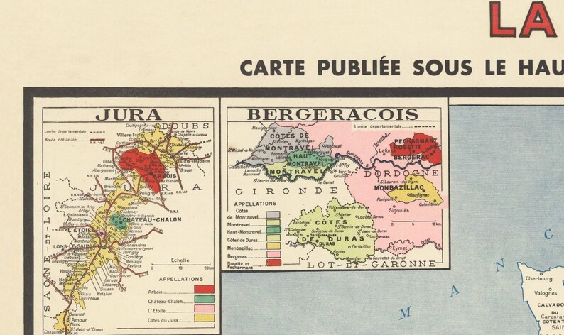 Vintage French Wine Regions Map Poster La France Vinicole Map Vintage French Wine Regions Map Poster La France Vinicole Map