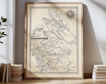 Vintage Philmont Scout Ranch Karte - Antike Pfadfinder von Amerika Druck - Retro New Mexico Abenteuer Wandkunst