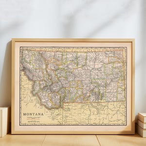 Vintage Montana Map Poster – Antique 1920 State Map Reproduction – Historical Cartography Wall Art for Home, Office & Cabin