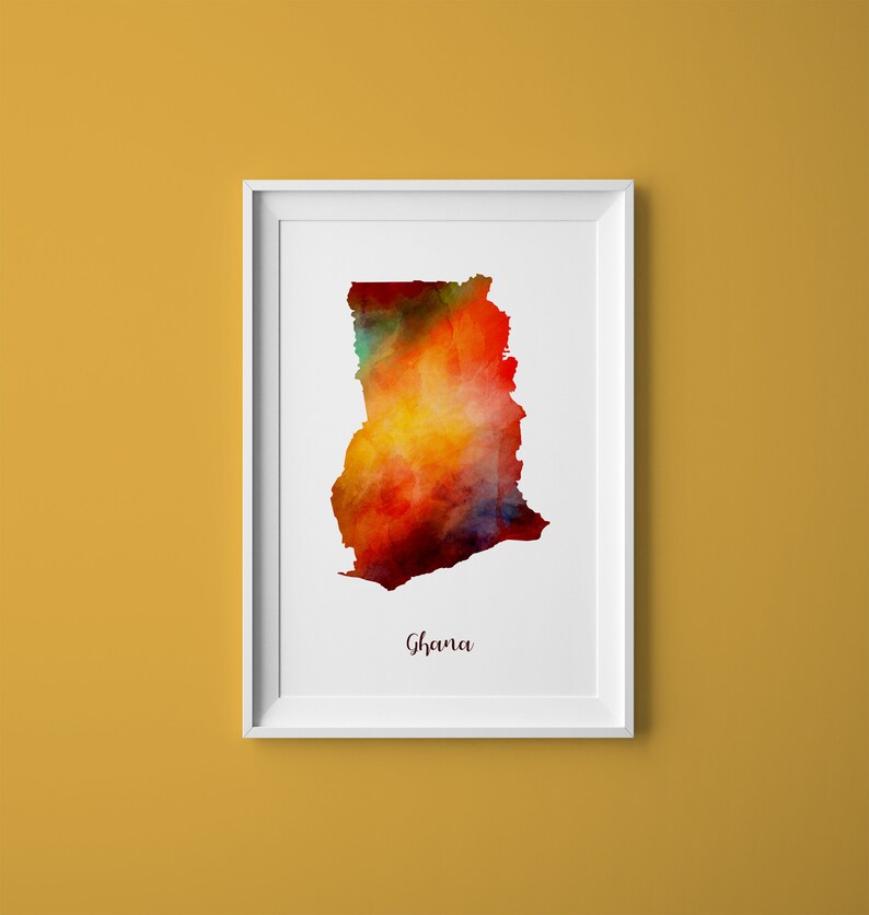 Ghana Map Print Poster Art Ghana Poster Ghana Wall Art Ghana Etsy