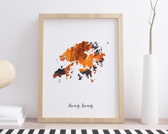 Hong Kong Map print poster art Hong Kong Poster Hong Kong Wall Art Hong Kong Decor Hong Kong Print Christmas Gift