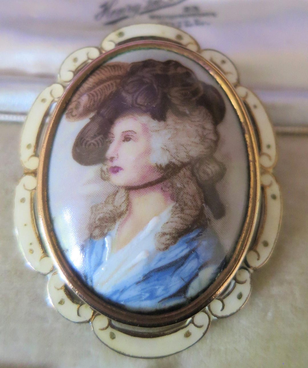 Thomas R. Mott A Pretty Vintage Thomas L Mott Portrait Brooch Painted on Porcelain - Etsy