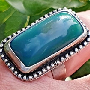 An unusual antique 950 Sterling Silver &quot; Le Style Moderne&quot;  banded &quot;eye agate&quot; rectangular ring