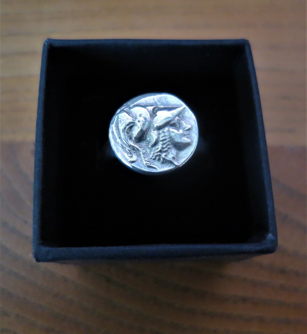 A Classic Antique Silver Signet Ring Depicting a Roman Knight of the ...