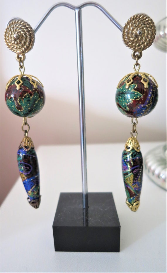 A pair of vintage boho hand painted and gilded woo