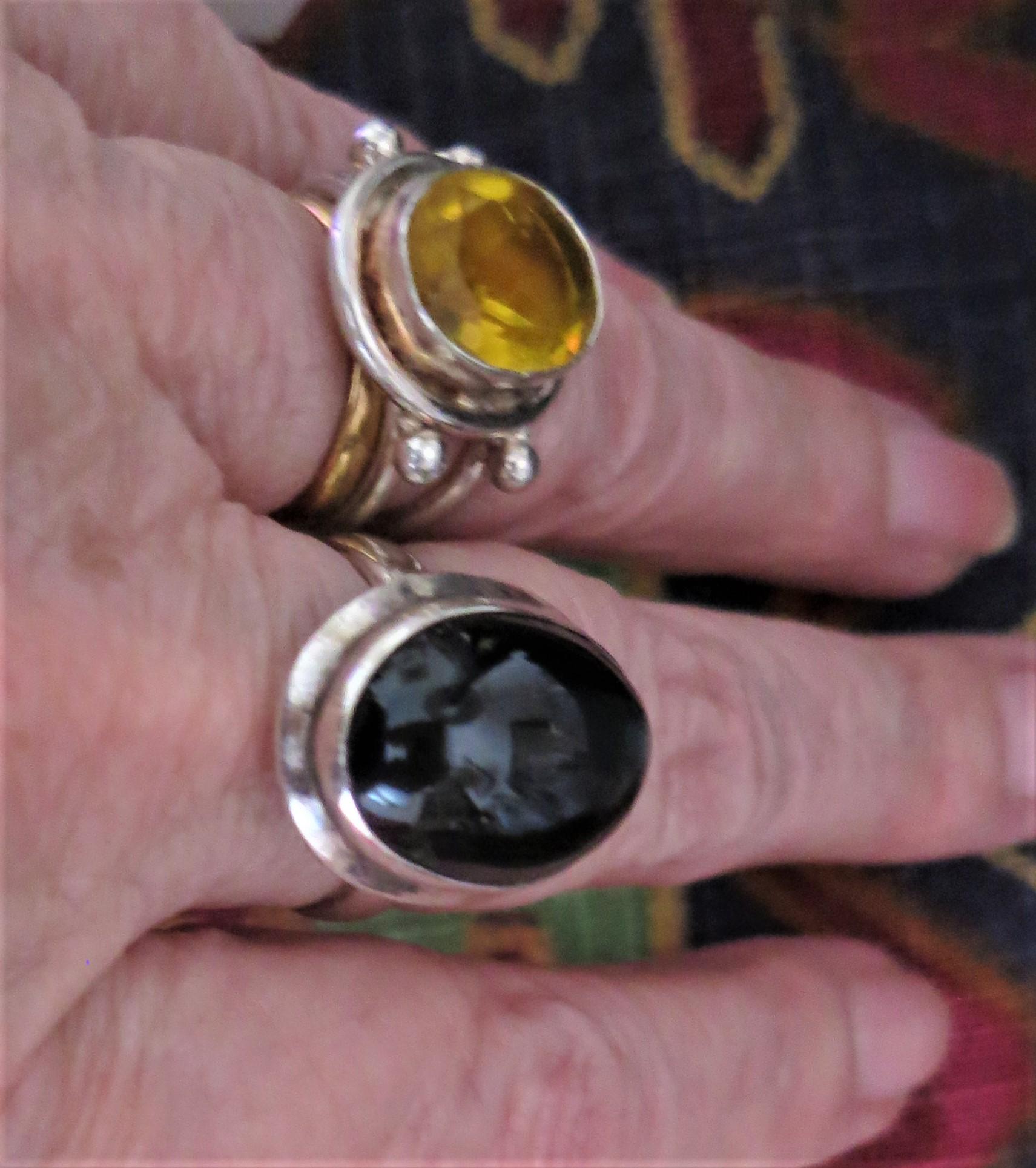 Bague En Argent 925 Et Onyx Noir - Style Ethnique Années 70, Vieux Stock Neuf Taille 52