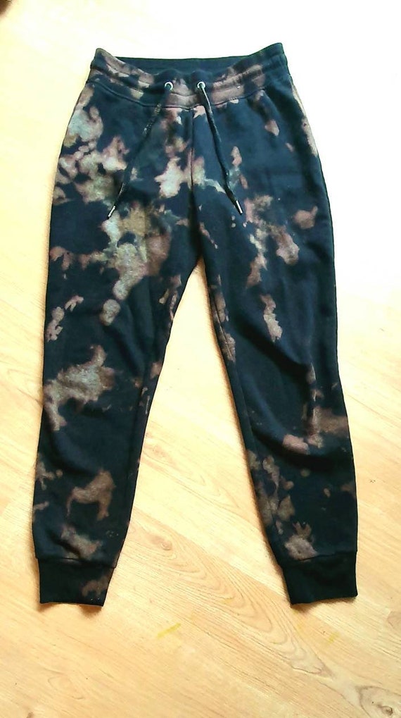 Apparel Navy Blue Tie Dye Sweatpants Bleach Sweat Pants (reverse