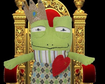 Frog Prince Plushie Sewing Pattern, DIY Stuffed Animal (PDF Pattern)