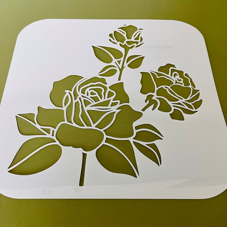 Stencil of 3 Roses, Choose Size - Etsy