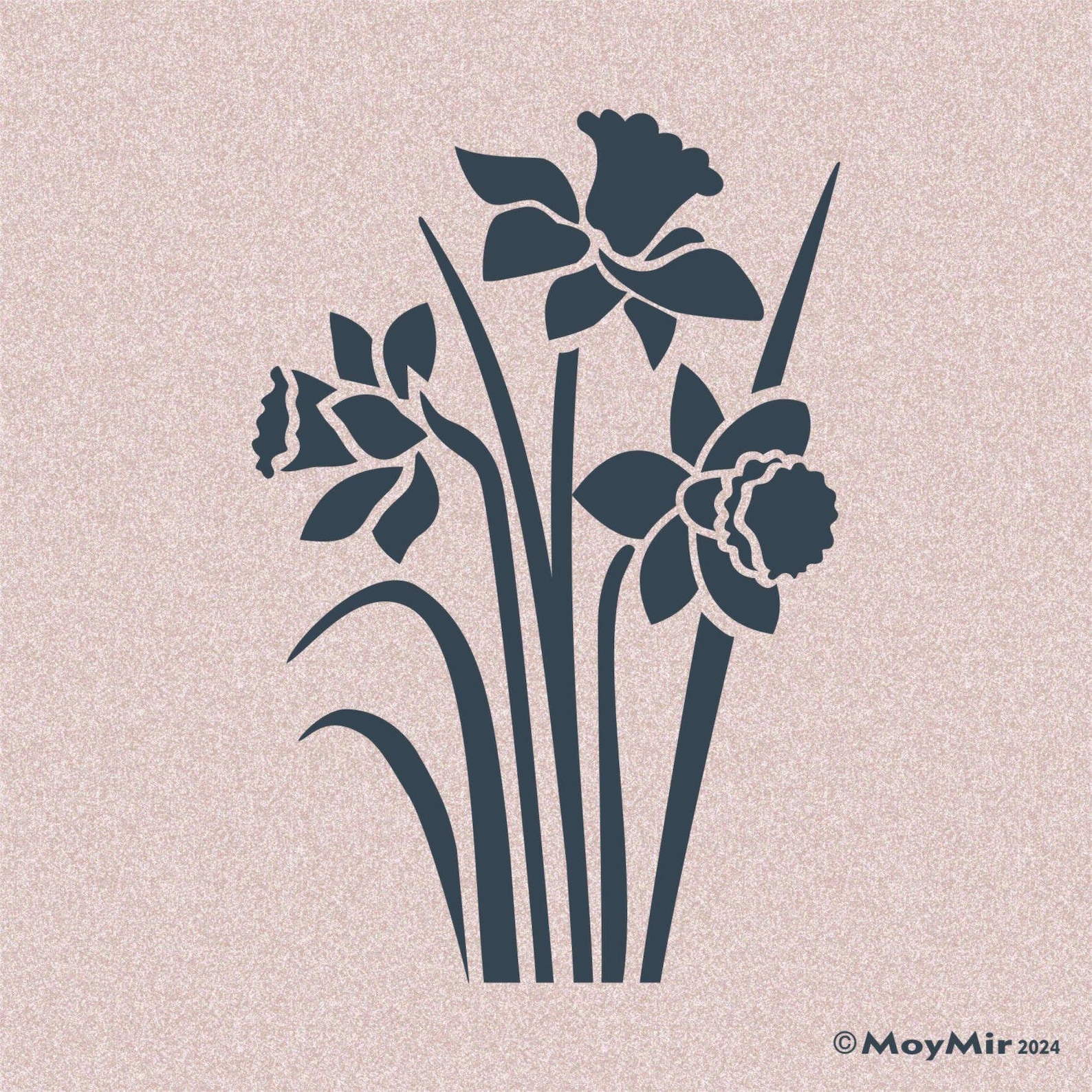 Daffodil Flower Stencil , 3 Sizes Etsy