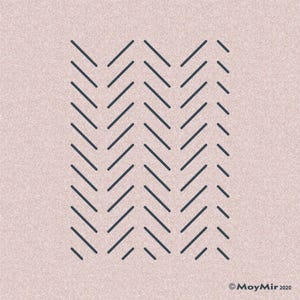 May include: A light pink textured background featuring a repeating dark blue herringbone pattern composed of diagonal lines. The bottom right corner displays the text MoyMir 2020 with a copyright symbol. The design is symmetrical and geometric.