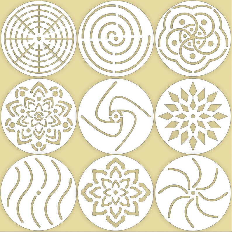 Set of 9 Mandala Stone Rock Stencils Small Templates Etsy