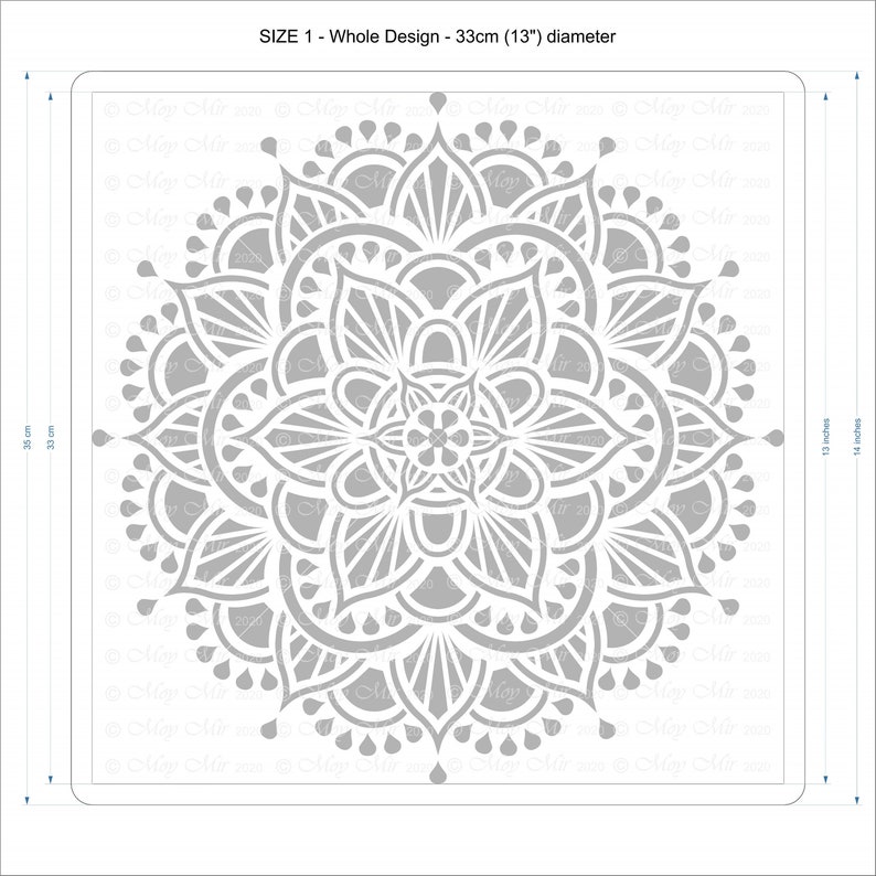 Mandala Large Stencil Choose Size Whole or Half Design 23 Etsy