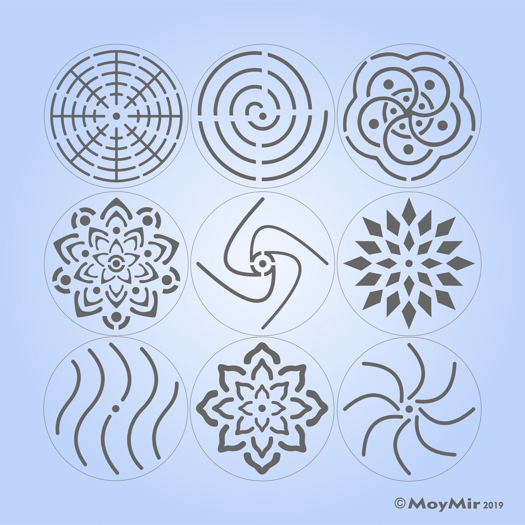 Mandala Stone Stencils, Set of 9 Reuseable &amp; Flexible Templates - Etsy