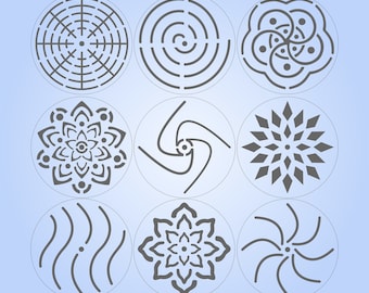 Mandala Stone Stencils, Set of 9 Reuseable & Flexible Templates