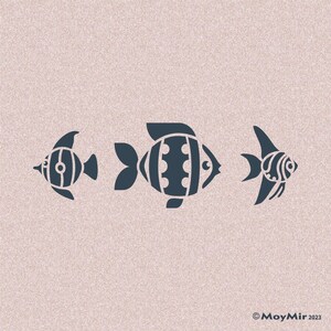 Fish Border Stencil, easy repeat, Choose size
