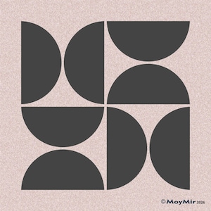 Geometric Semi Circle design Stencil for Walls, Tiles, Concrete, Crafts DIY