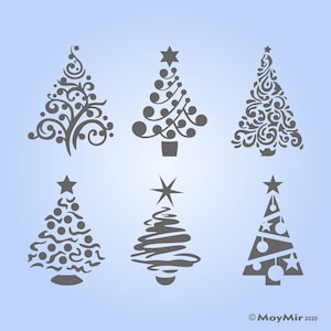 Set of 6 Christmas Tree Stencils