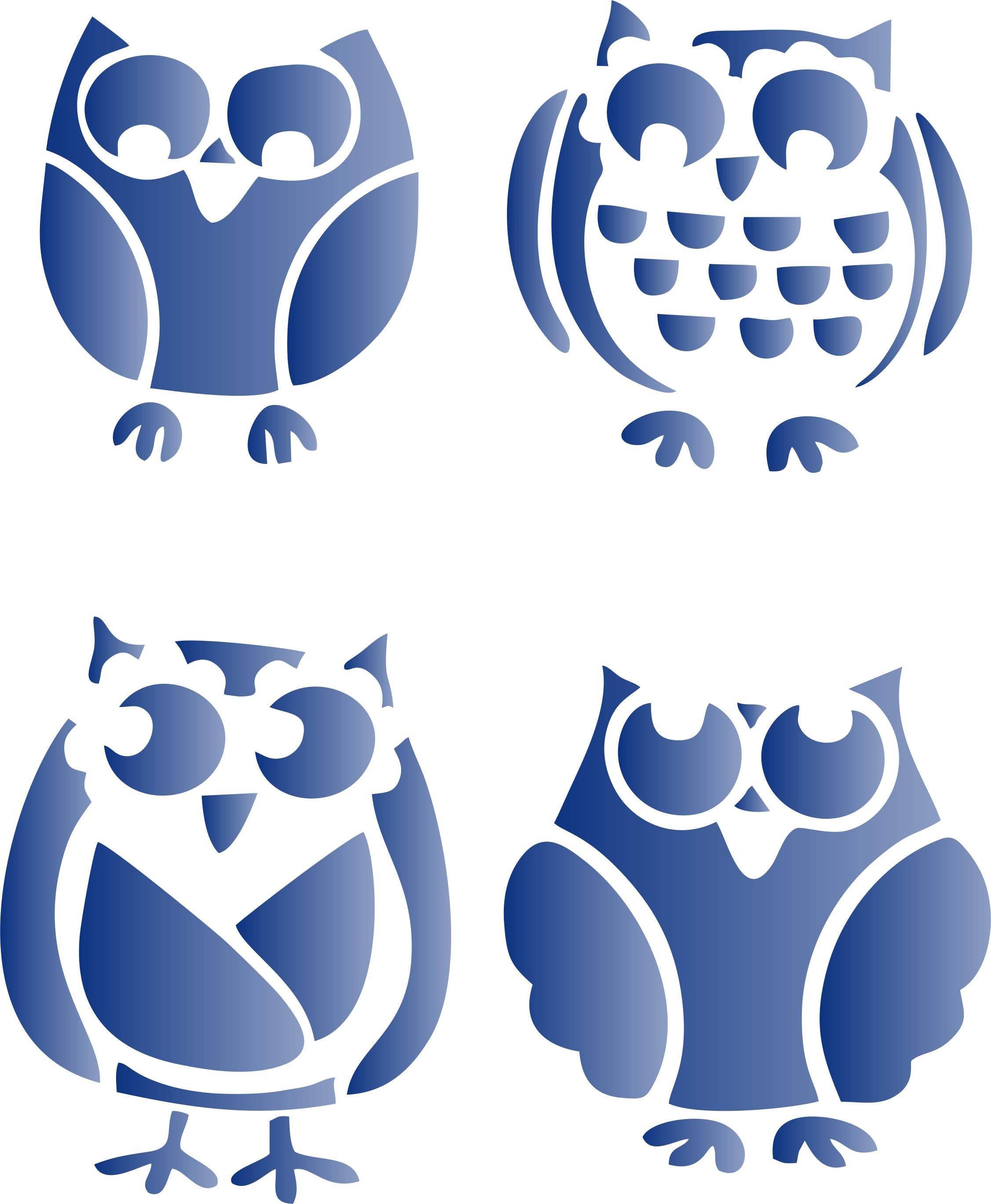 Set of 4 Owl Stencils for Craft Scrapbooking Quilting Tiles Etsy