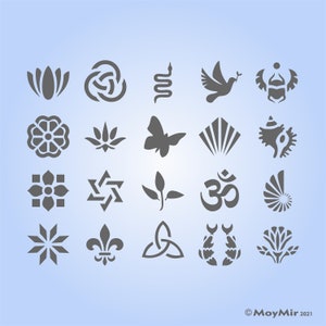 Set of 20 Mini Craft or Jewellery Stencils / Small Templates, 1&quot;