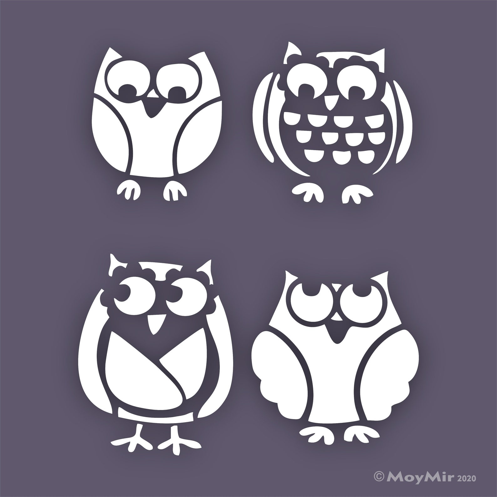 Set of 4 Owl Stencils for Craft Scrapbooking Quilting Tiles Etsy
