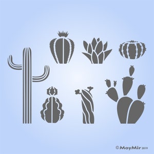 Modello di stencil di cactus per arte, artigianato, tessuto, scrapbooking ecc. A4