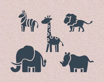 Nursery Safari Animals, Birds and Plant Stencils, Border or individual Stencils