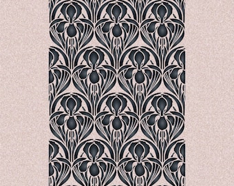 Art Nouveau Style Iris repeating Pattern Stencil