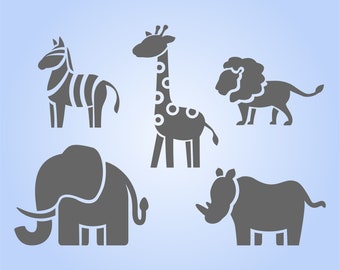 Nursery Safari Animals Stencils, Border or individual Stencils