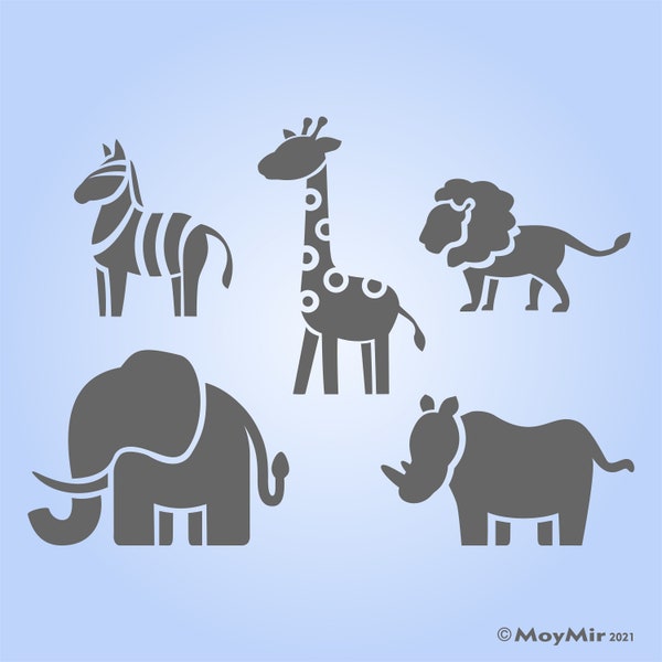 Nursery Safari Animals Stencils, Border or individual Stencils