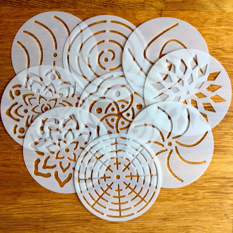 Set van 9 Mandala steen Rock stencils kleine sjablonen | Etsy
