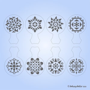 Set of 8 Cookie, Coffee, Cake, Clay, Craft Small Stencils with handles